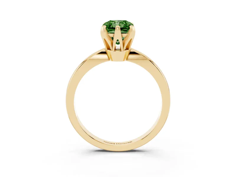 Radiant Cut Engagement Ring Setting for a Fancy Green Lab-Grown Diamond | Yellow Gold - Design NV-24888