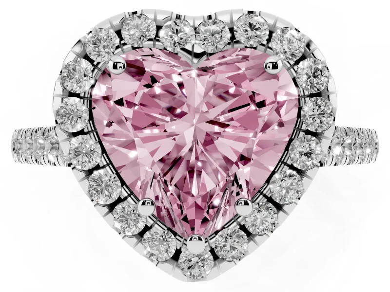 Heart-Shaped Raised Halo Engagement Ring Setting for a Fancy Pink Lab-Grown Diamond | Platinum