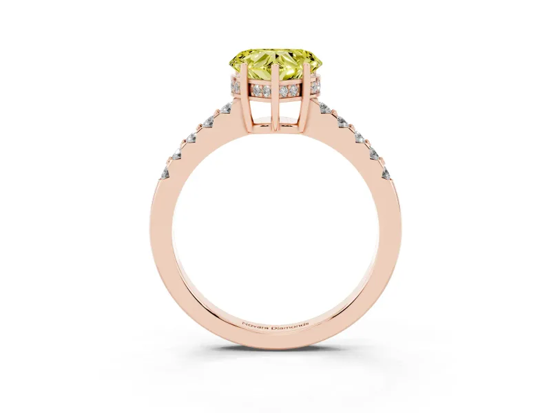 Heart-Shaped Engagement Ring Setting for a Fancy Yellow Lab-Grown Diamond | Rose Gold - Design NV-24649