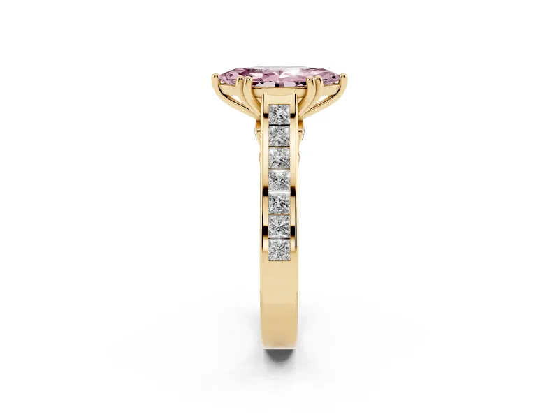 Marquise Channel Engagement Ring Setting for a Fancy Pink Lab-Grown Diamond | Yellow Gold - Design NV-24671