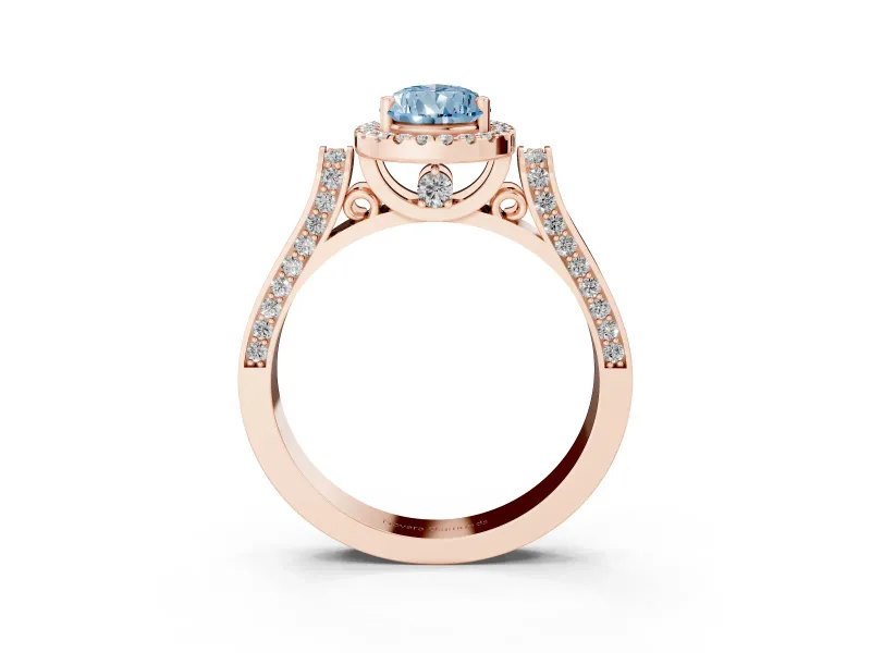 Pear-Shaped Halo Engagement Ring Setting for a Fancy Blue Lab-Grown Diamond | Pavé Panel Shoulders | Rose Gold