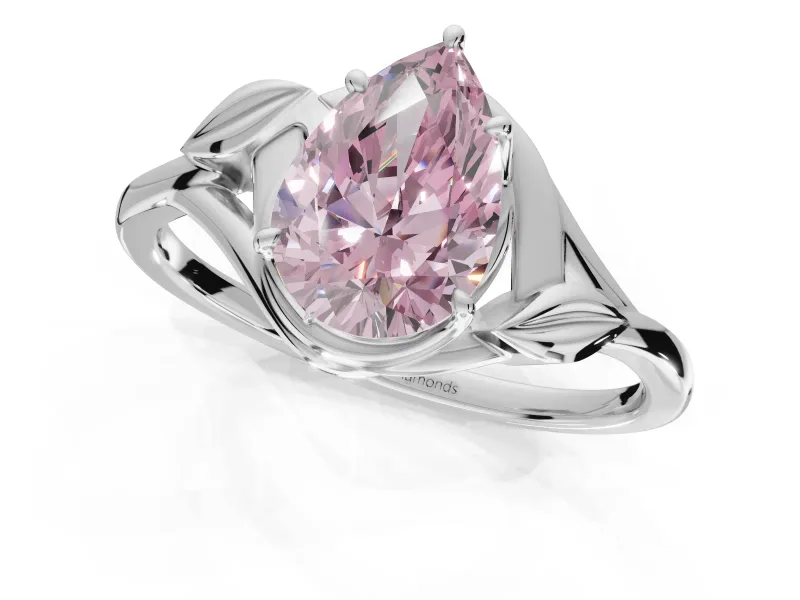 Pear-Shaped Bypass Solitaire Engagement Ring Setting for a Fancy Pink Lab-Grown Diamond | Platinum