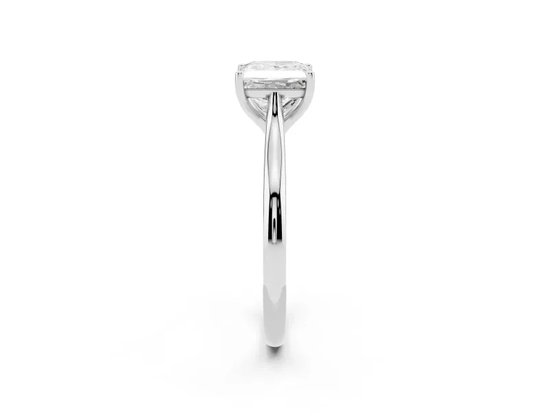 Princess Cut Diamond Solitaire Ring Set in Silver with Cathedral Band and Prong Setting