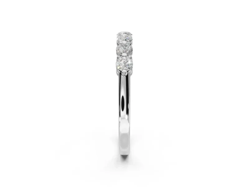Round Lab-Grown Diamond Half Eternity Wedding Band | Raised Round Heads | Platinum