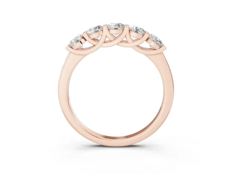 Round Diamond Half Eternity Band Set in Rose gold with Prong-Set Stones