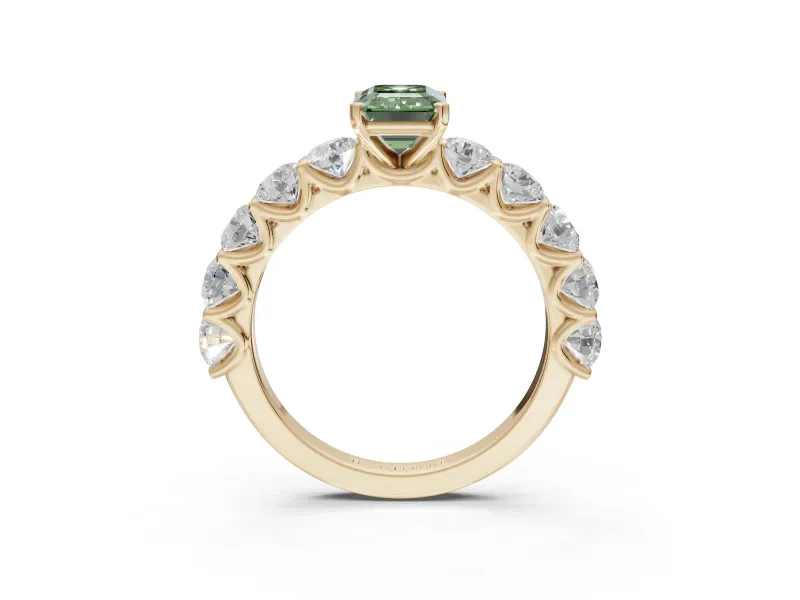 Emerald Cut Engagement Ring Setting for a Fancy Green Lab-Grown Diamond | Yellow Gold - Design NV-24455