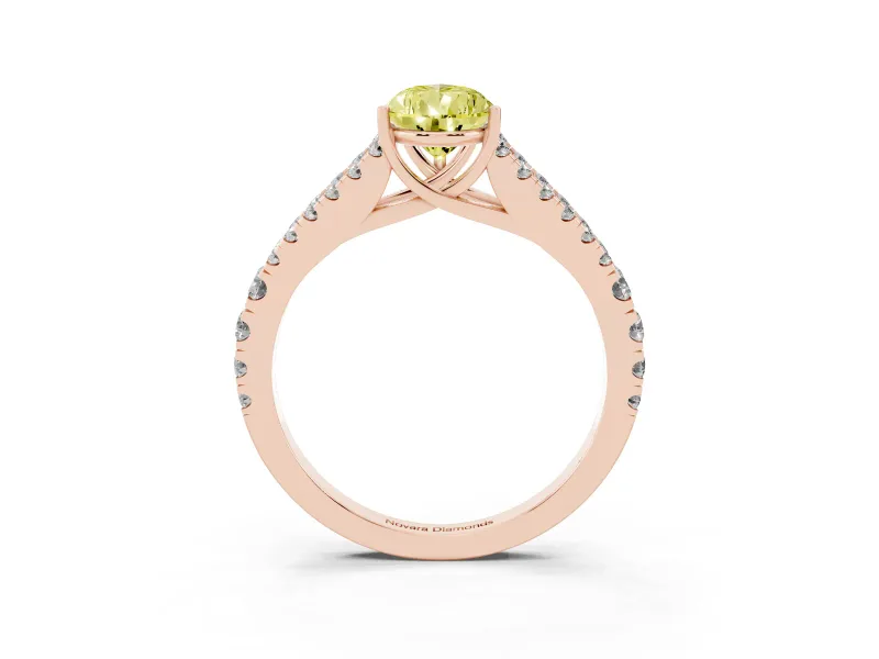 Pear-Shaped Graduated Split Shank Engagement Ring Setting for a Fancy Yellow Lab-Grown Diamond | Rose Gold
