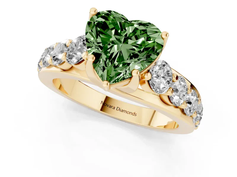 Heart-Shaped Engagement Ring Setting for a Fancy Green Lab-Grown Diamond | Yellow Gold - Design NV-24645