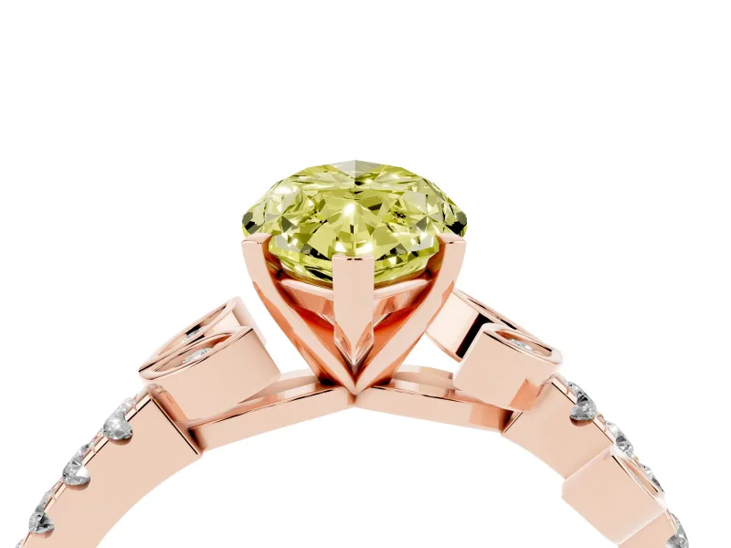Marquise Leaf Pavé Engagement Ring Setting for a Fancy Yellow Lab-Grown Diamond | Rose Gold