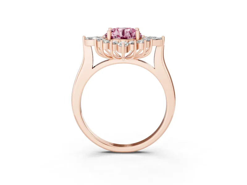 Round Engagement Ring Setting for a Fancy Pink Lab-Grown Diamond | Rose Gold - Design NV-24790