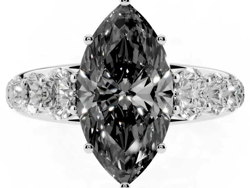 Marquise Engagement Ring Setting for a Black Center | White Gold