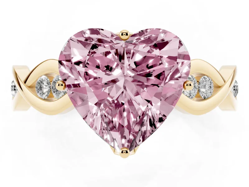 Heart-Shaped Twisted Infinity Engagement Ring Setting for a Fancy Pink Lab-Grown Diamond | Yellow Gold