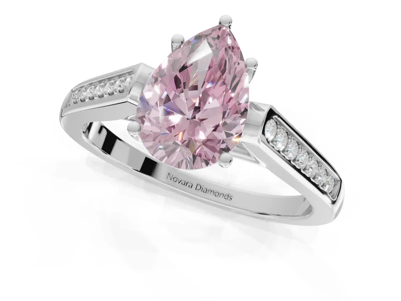 Pear-Shaped Engagement Ring Setting for a Fancy Pink Lab-Grown Diamond | Sterling Silver - Design NV-24597