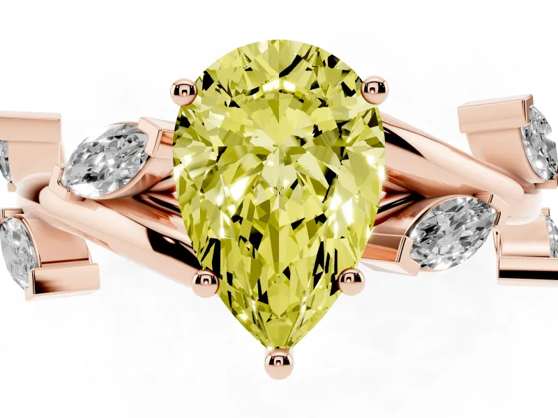 Pear-Shaped Twisted Vine Engagement Ring Setting for a Fancy Yellow Lab-Grown Diamond | Rose Gold