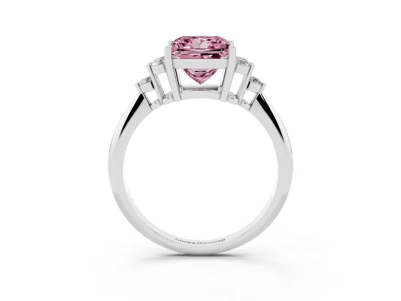Princess Cut Cluster Accent Engagement Ring Setting for a Fancy Pink Lab-Grown Diamond | Platinum