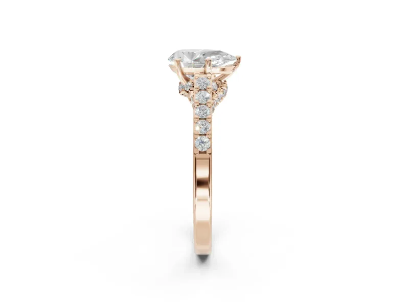 Pear-Shaped Pavé Solitaire Engagement Ring Setting | Crossover Gallery | Rose Gold
