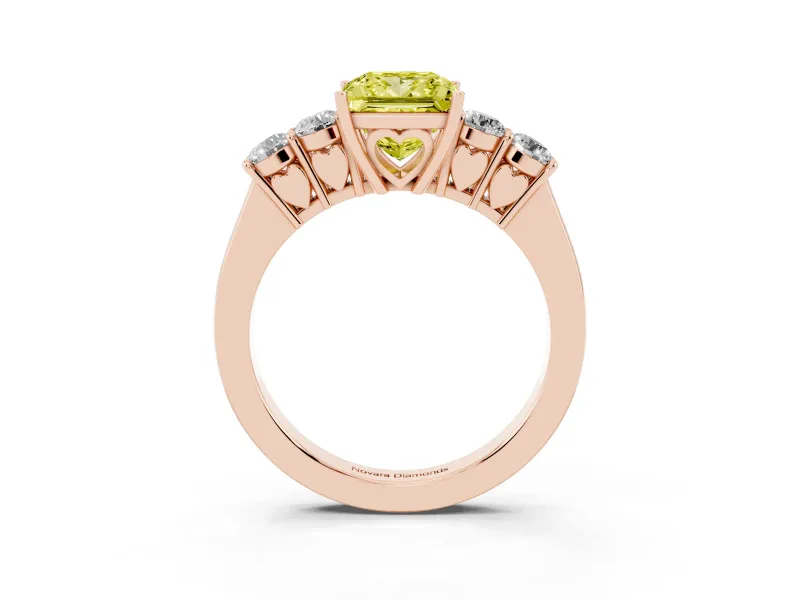 Princess Cut 5 Stone Engagement Ring Setting for a Fancy Yellow Lab-Grown Diamond | Rose Gold