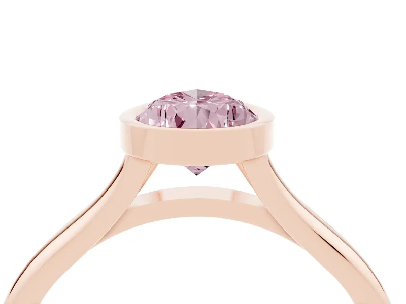 Pear-Shaped Bezel Engagement Ring Setting for a Fancy Pink Lab-Grown Diamond | Rose Gold