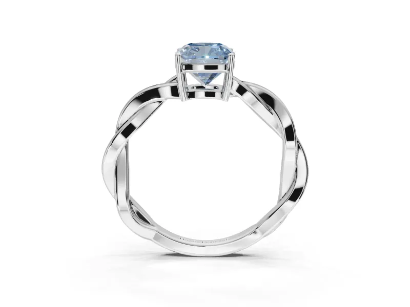 Cushion Cut Twisted Pavé Solitaire Engagement Ring Setting for a Fancy Blue Lab-Grown Diamond | Sterling Silver