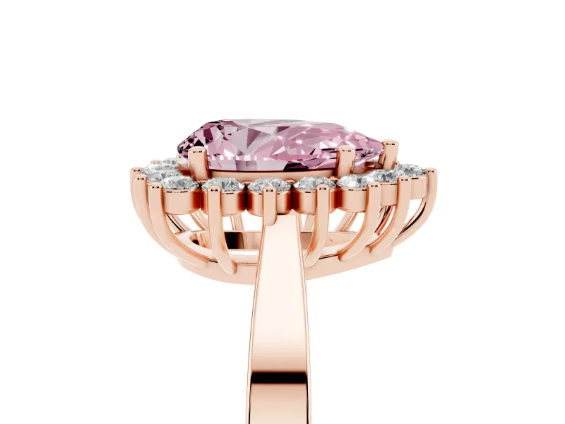 Pear-Shaped Scalloped Halo Engagement Ring Setting for a Fancy Pink Lab-Grown Diamond | Rose Gold