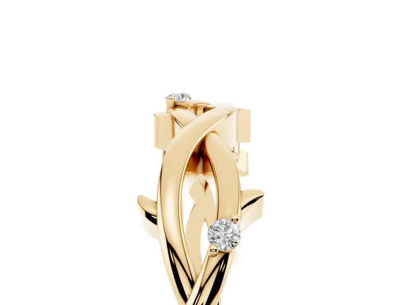 Round Diamond Twist Band Set in Yellow gold with Prong Setting