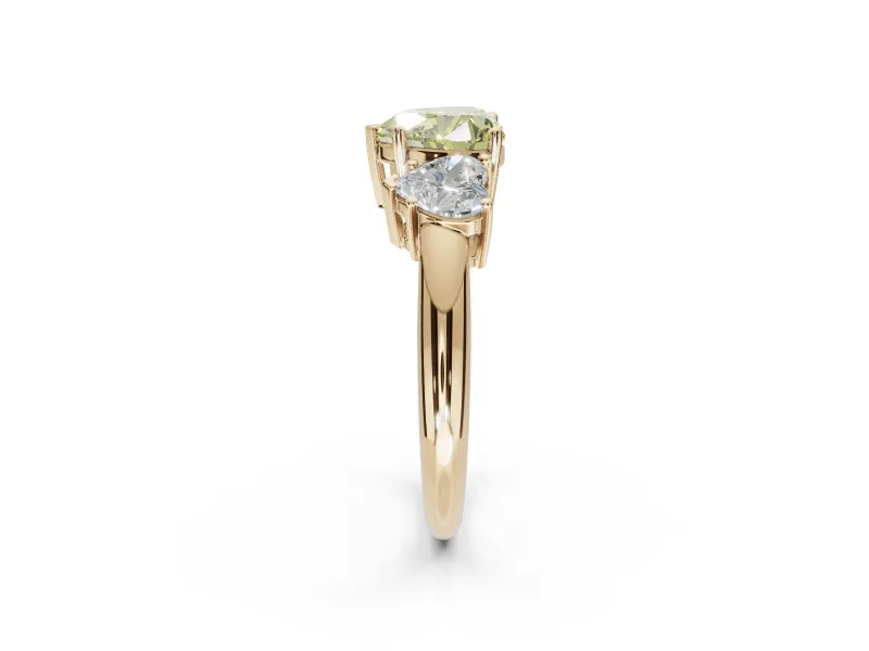 Heart-Shaped 3 Stone Engagement Ring Setting for a Fancy Yellow Lab-Grown Diamond | Yellow Gold - Design NV-24895