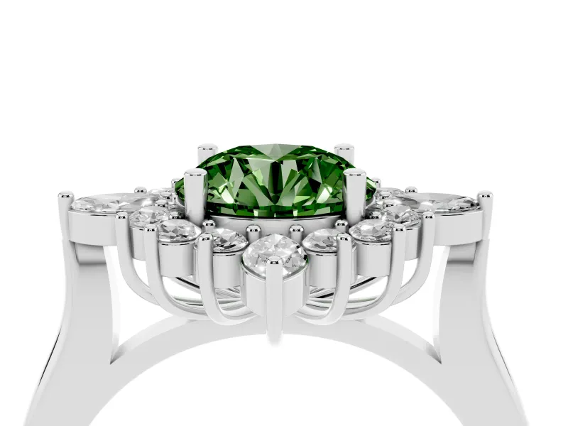 Round Engagement Ring Setting for a Fancy Green Lab-Grown Diamond | White Gold - Design NV-24790