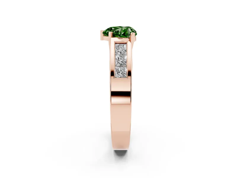 Heart-Shaped Channel-Set Engagement Ring Setting for a Fancy Green Lab-Grown Diamond | Rose Gold