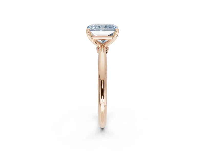 Radiant Cut Solitaire Engagement Ring Setting for a Fancy Blue Lab-Grown Diamond | Tapered Plain Band | Rose Gold