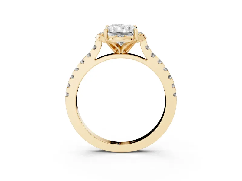 Radiant Cut Floral Petal Engagement Ring Setting | Petal Accents | Yellow Gold
