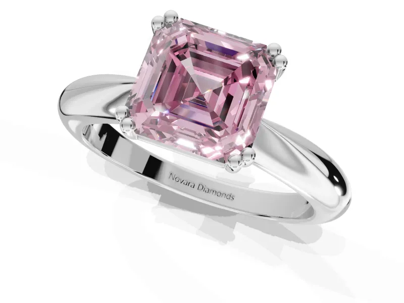 Princess Cut Tapered Solitaire Engagement Ring Setting for a Fancy Pink Lab-Grown Diamond | Platinum