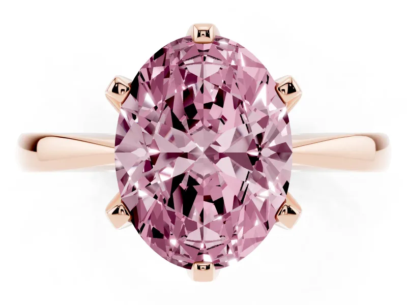 Oval Tapered Solitaire Engagement Ring Setting for a Fancy Pink Lab-Grown Diamond | Claw Prong Head | Rose Gold