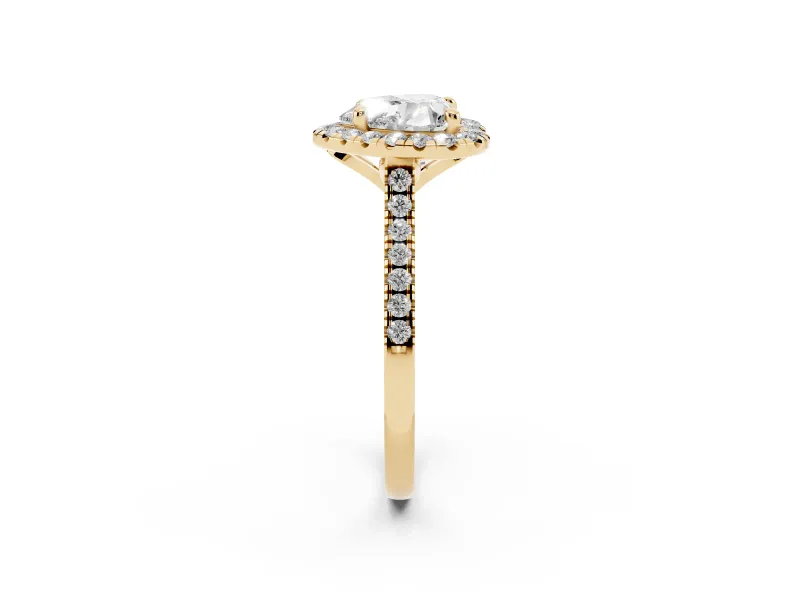 Heart-Shaped Halo Engagement Ring Setting | Tapered Band | Yellow Gold