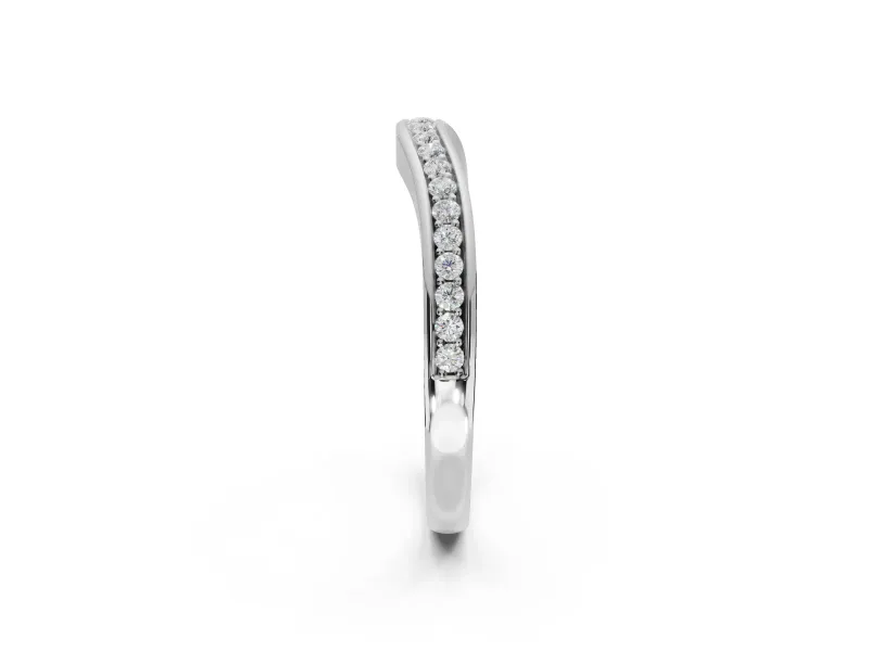 Round Lab-Grown Diamond Contoured Pavé Wedding Band | Smooth Polished Edges | White Gold