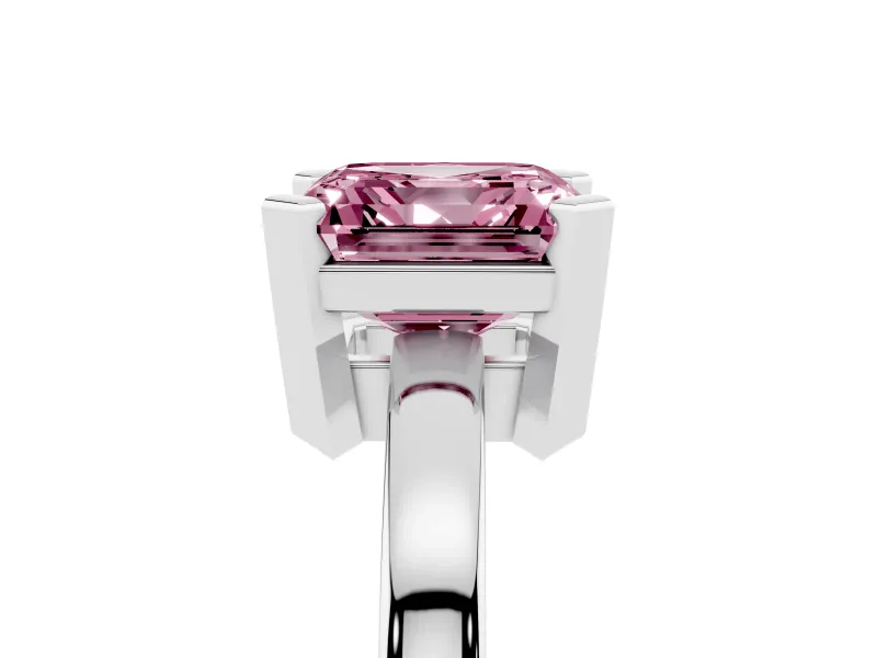 Asscher Cut Solitaire Engagement Ring Setting for a Fancy Pink Lab-Grown Diamond | Flat Tab Prongs | Platinum