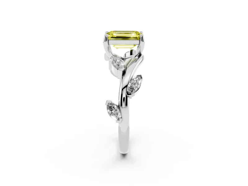 Emerald Cut Twisted Vine Engagement Ring Setting for a Fancy Yellow Lab-Grown Diamond | Platinum