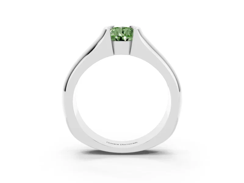 Pear-Shaped Half Bezel Engagement Ring Setting for a Fancy Green Lab-Grown Diamond | Wide Band | Sterling Silver