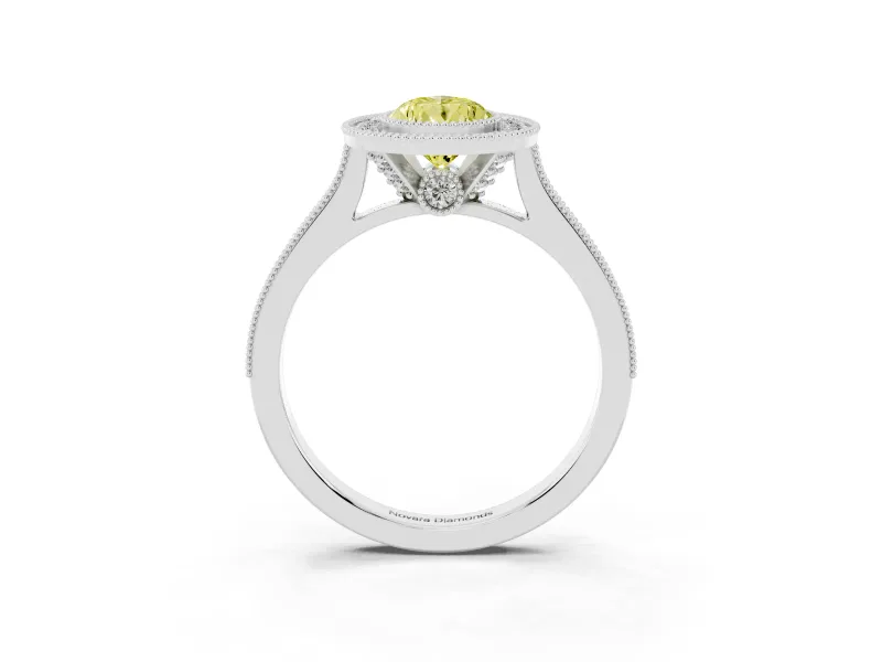 Pear-Shaped Halo Engagement Ring Setting for a Fancy Yellow Lab-Grown Diamond | Sterling Silver - Design NV-24721