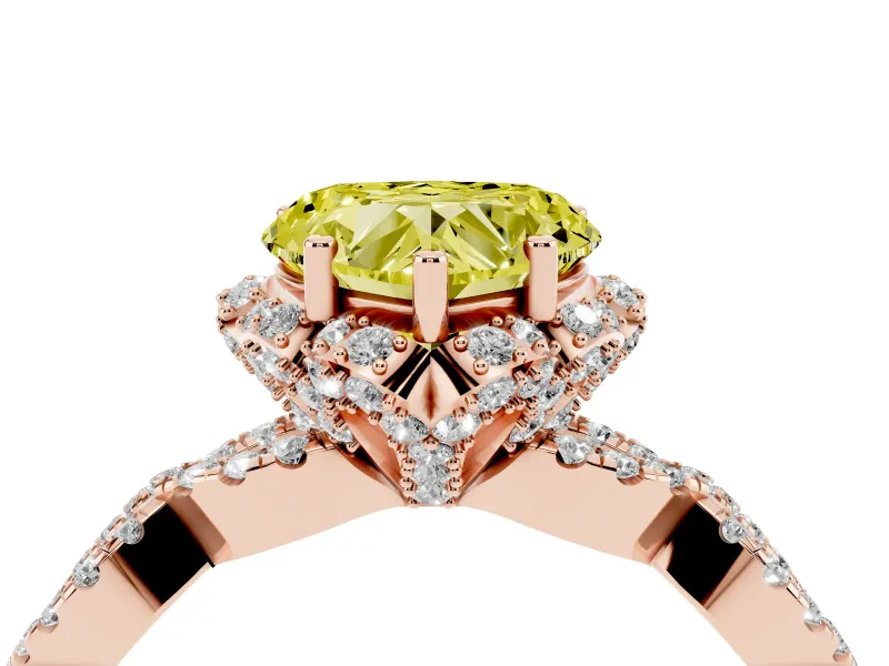 Heart-Shaped Halo Engagement Ring Setting for a Fancy Yellow Lab-Grown Diamond | Rose Gold - Design NV-24725
