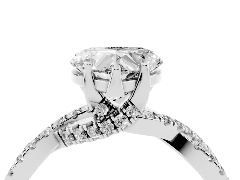 Heart-Shaped Twisted Split Shank Pave Engagement Ring Setting | Pave Gallery | White Gold