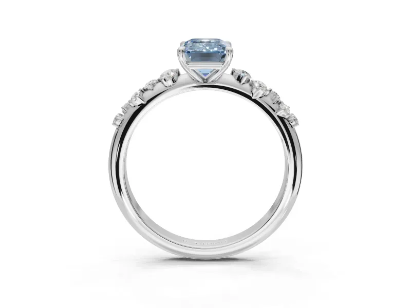 Emerald Cut Graduated Solitaire Engagement Ring Setting for a Fancy Blue Lab-Grown Diamond | Sterling Silver