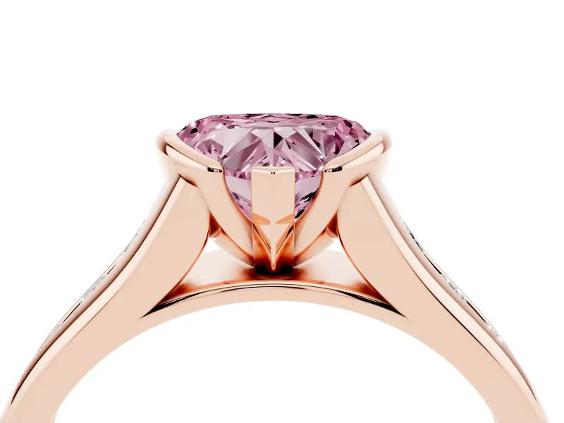 Heart-Shaped Half Bezel Engagement Ring Setting for a Fancy Pink Lab-Grown Diamond | Rose Gold