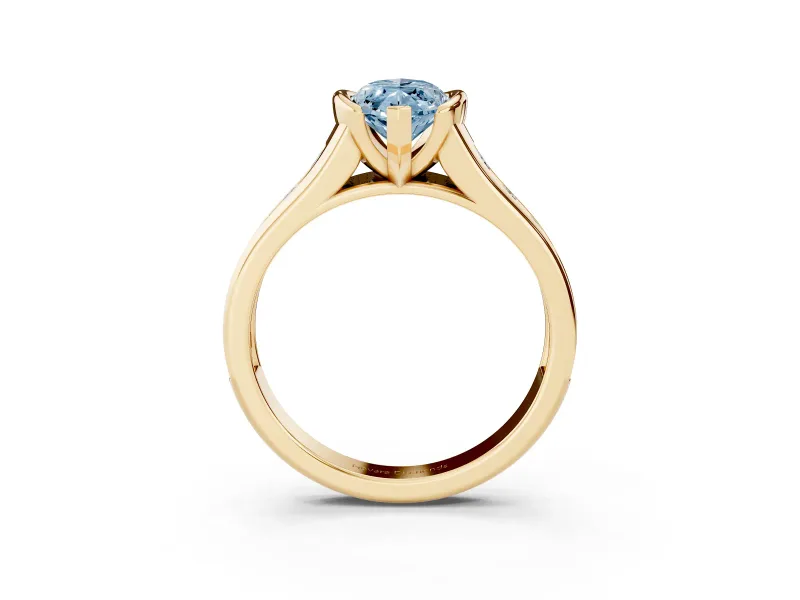 Marquise Half Bezel Engagement Ring Setting for a Fancy Blue Lab-Grown Diamond | Yellow Gold