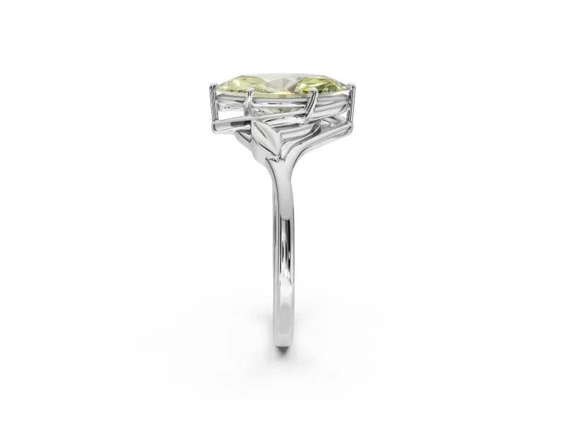 Marquise Leaf Bypass Solitaire Engagement Ring Setting for a Fancy Yellow Lab-Grown Diamond | Sterling Silver