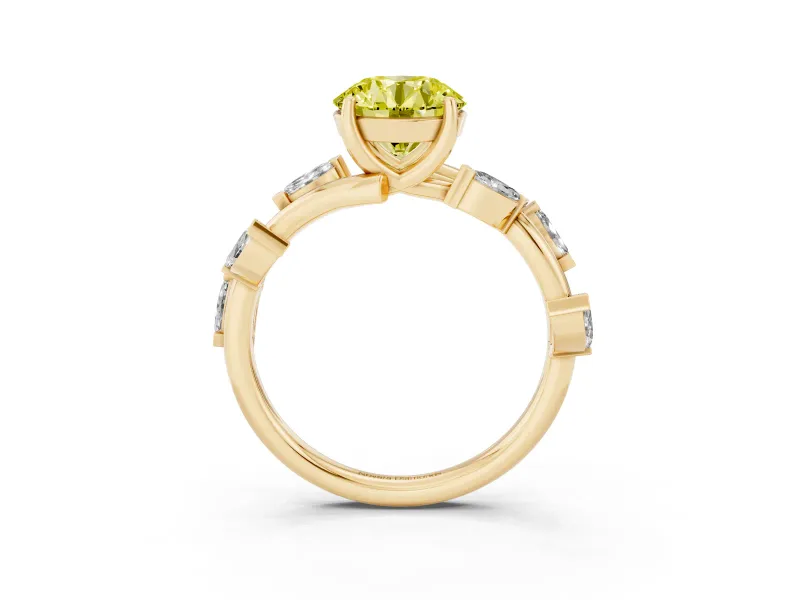 Round Twisted Vine Engagement Ring Setting for a Fancy Yellow Lab-Grown Diamond | Yellow Gold
