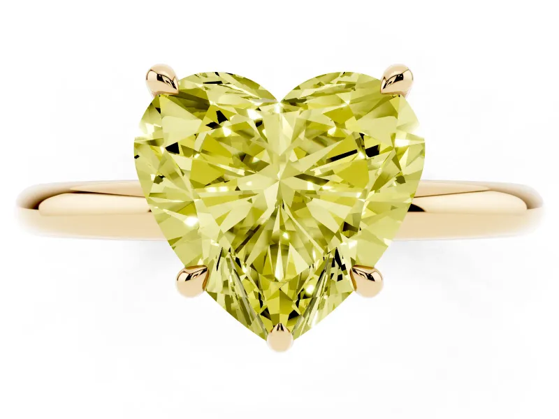 Heart-Shaped Hidden Halo Ring Setting for a Fancy Yellow Lab-Grown Diamond | Yellow Gold