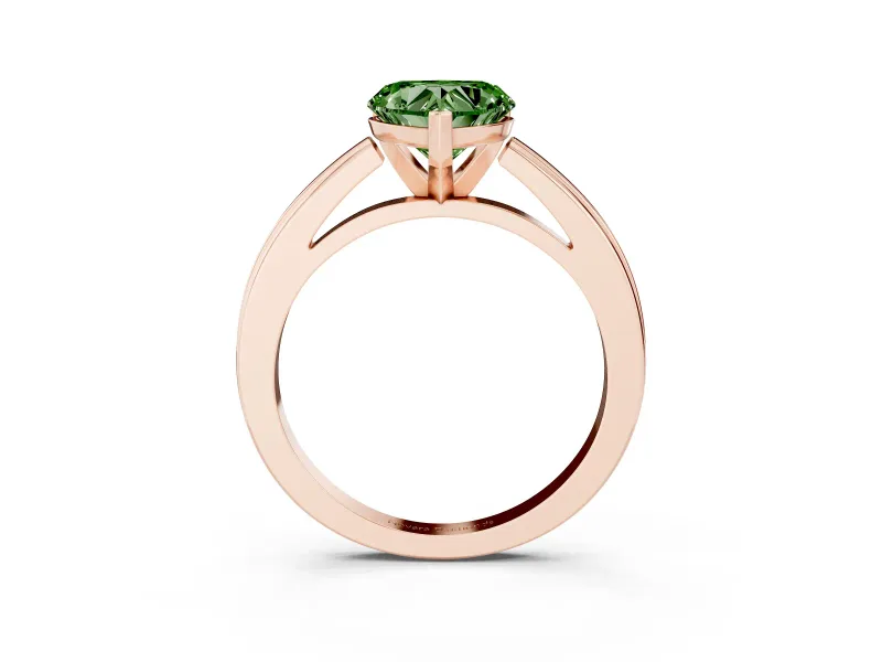 Heart-Shaped Solitaire Engagement Ring Setting for a Fancy Green Lab-Grown Diamond | Stepped Flat Band | Rose Gold