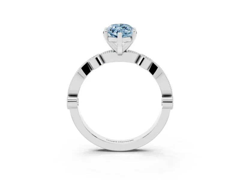 Marquise Vintage Engagement Ring Setting for a Fancy Blue Lab-Grown Diamond | Sterling Silver