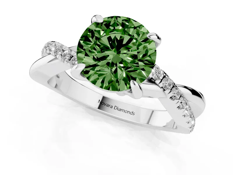 Round Twist Engagement Ring Setting for a Fancy Green Lab-Grown Diamond | White Gold