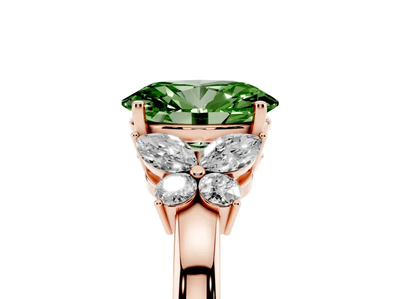 Oval Petal Engagement Ring Setting for a Fancy Green Lab-Grown Diamond | Rose Gold